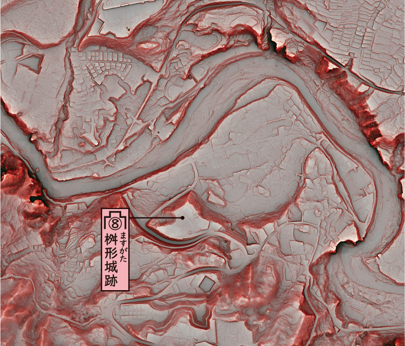 ▼赤色立体地図　「長野県林務部森林づくり推進課提供・アジア航測株式会社提供」